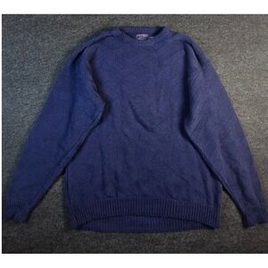 Vtg 90s Old Glory Men's Royal Blue KnitCrew Neck Sweater Made in USA Size XLT